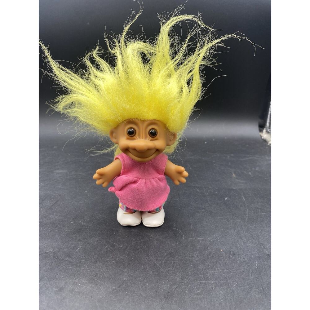 FUNKY GIRL Russ Troll Doll Yellow Hair Brown Eyes Vintage Figure